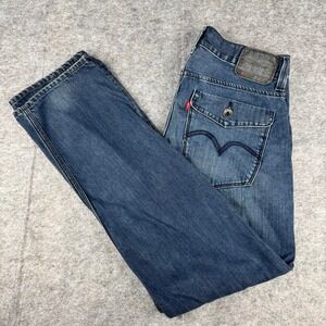Levis 514 Slim Straight Jeans Mens 33x32 Blue Medium Wash Flap Pocket Denim